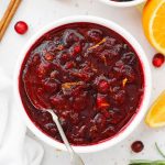 gluten-free cranberry sauce topped with orange zest