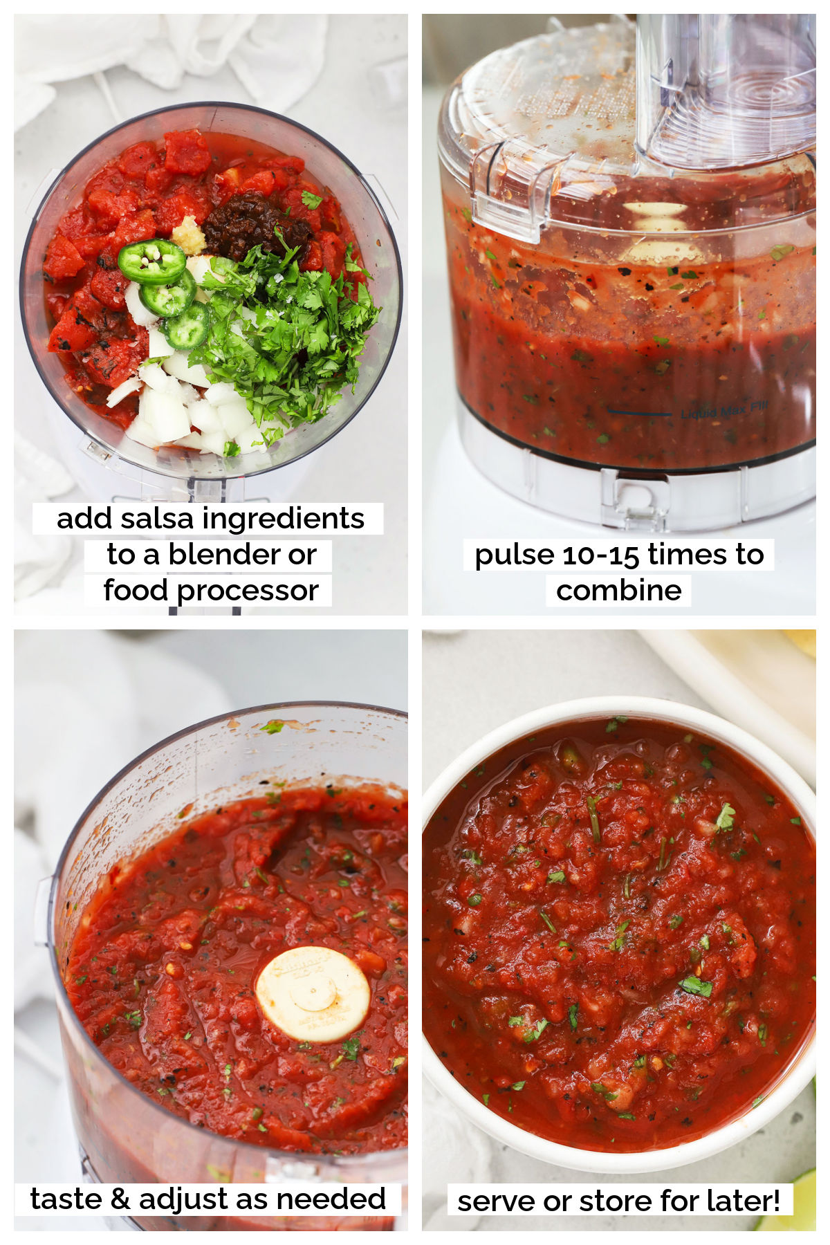 making homemade salsa with canned tomatoes, step by step