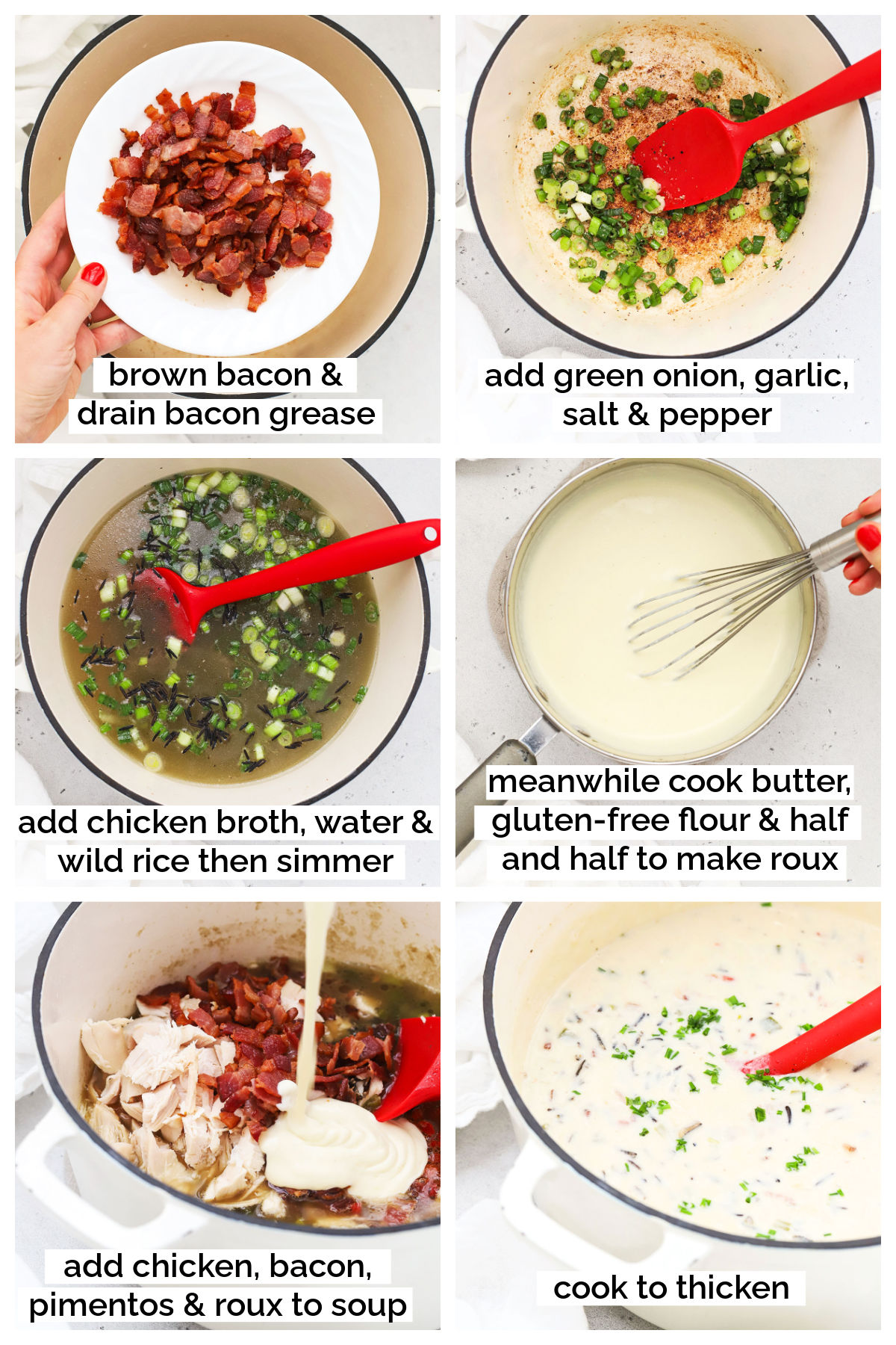 making gluten-free wild rice soup step by step