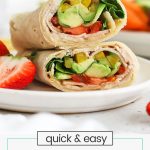 Gluten-free turkey wrap with hummus, avocado, and fresh veggies