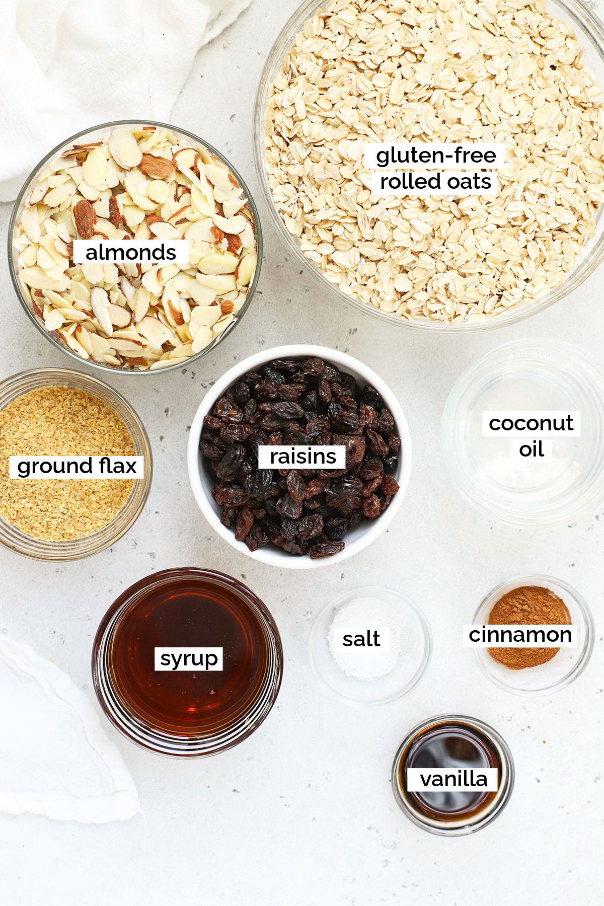 ingredients for homemade cinnamon raisin granola