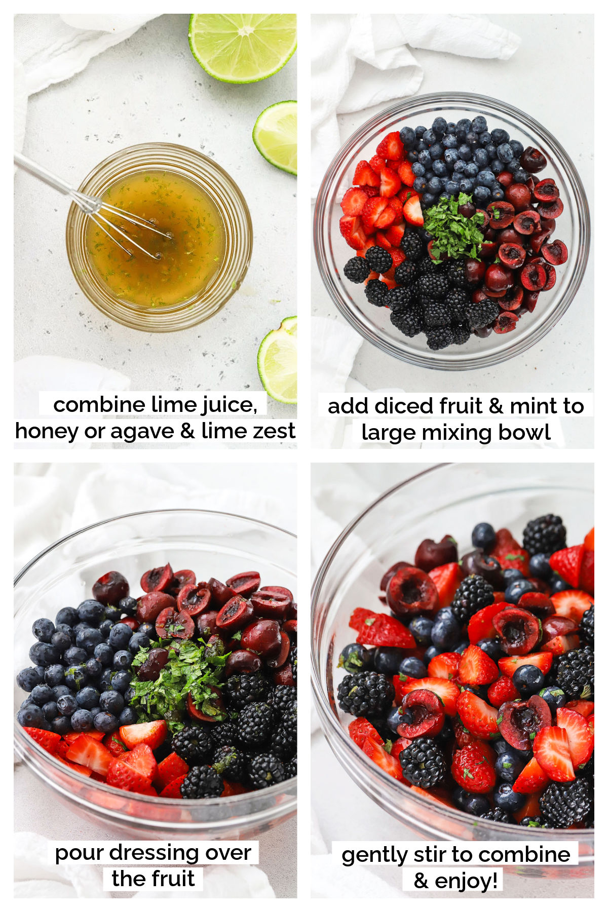 making cherry berry fruit salad step by step