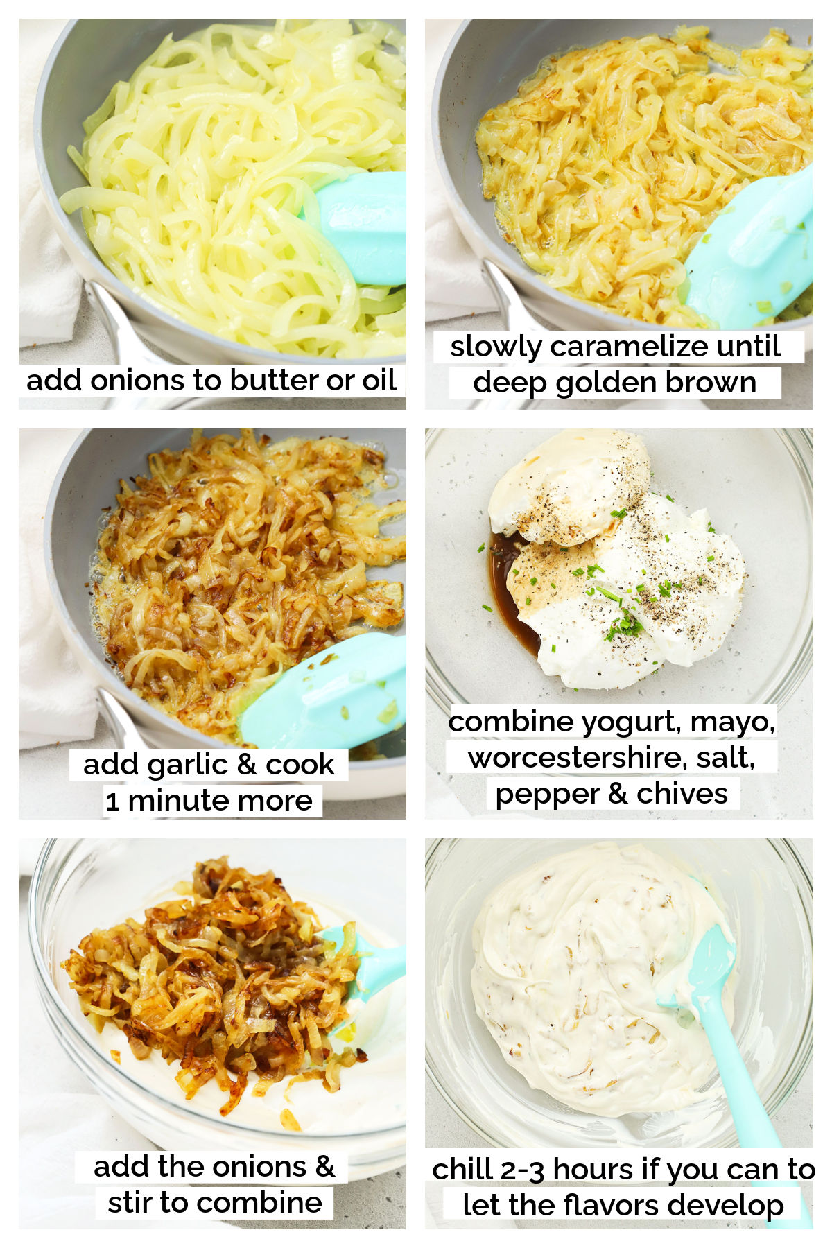 making homemade onion dip step by step