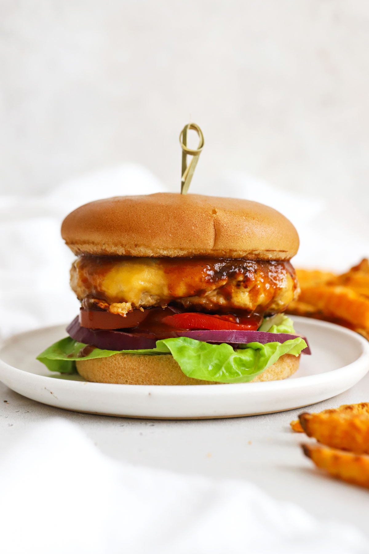 Healthy BBQ Cheddar Chicken Burgers (Easy Recipe!)