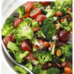 vegan broccoli salad with grapes and almonds