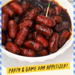 A bowl of lil smokies with sticky sweet BBQ glaze