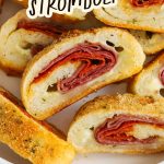 Gluten-free stromboli, cut into slices for dipping