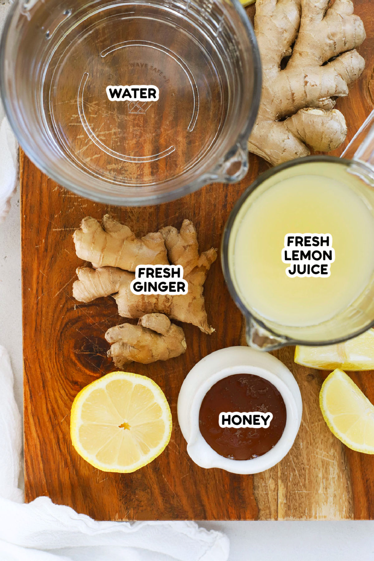 Ingredients for honey ginger lemonade