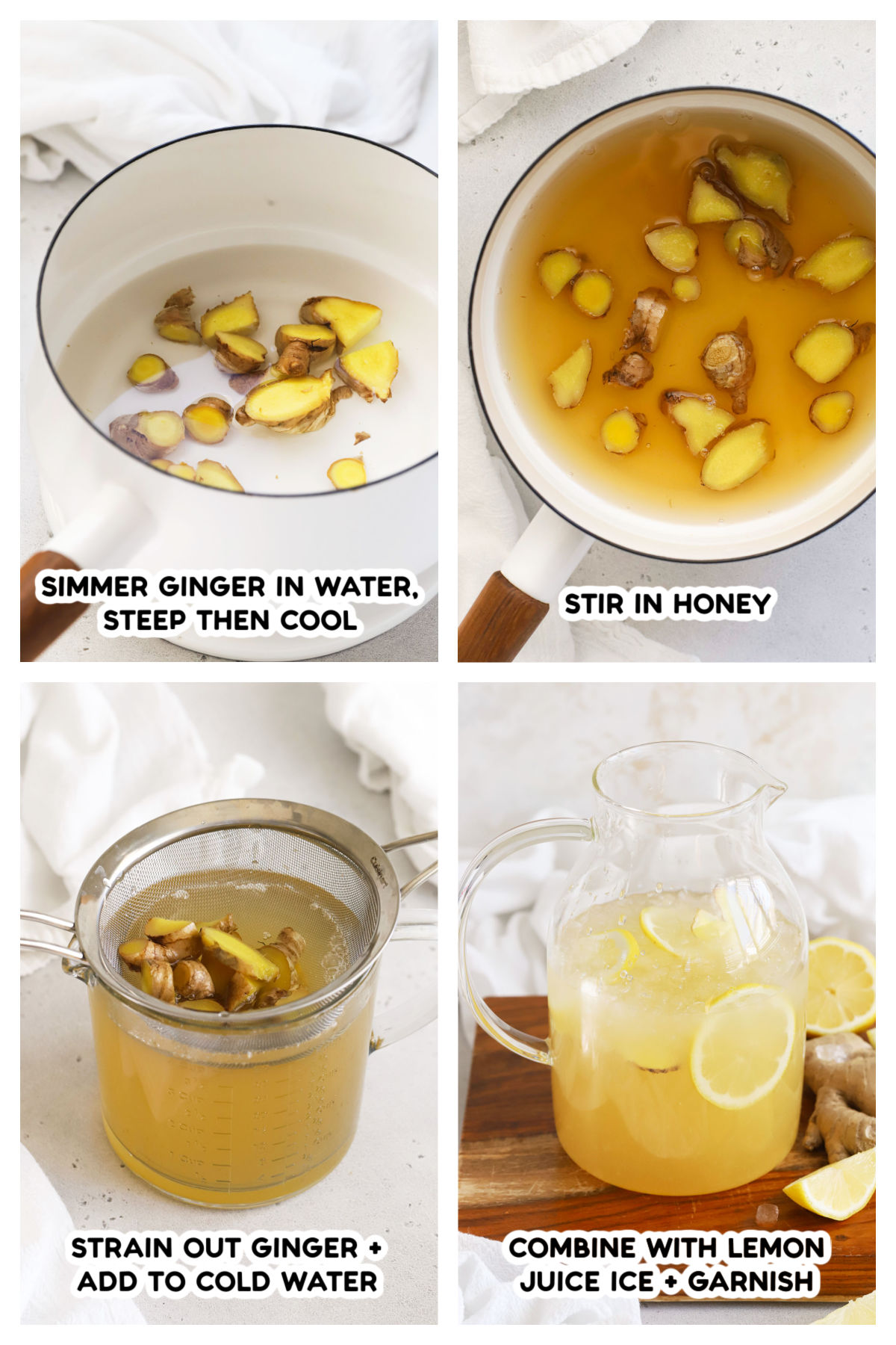 Making ginger lemonade, step by step