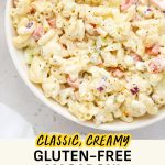 A bowl of gluten-free macaroni salad