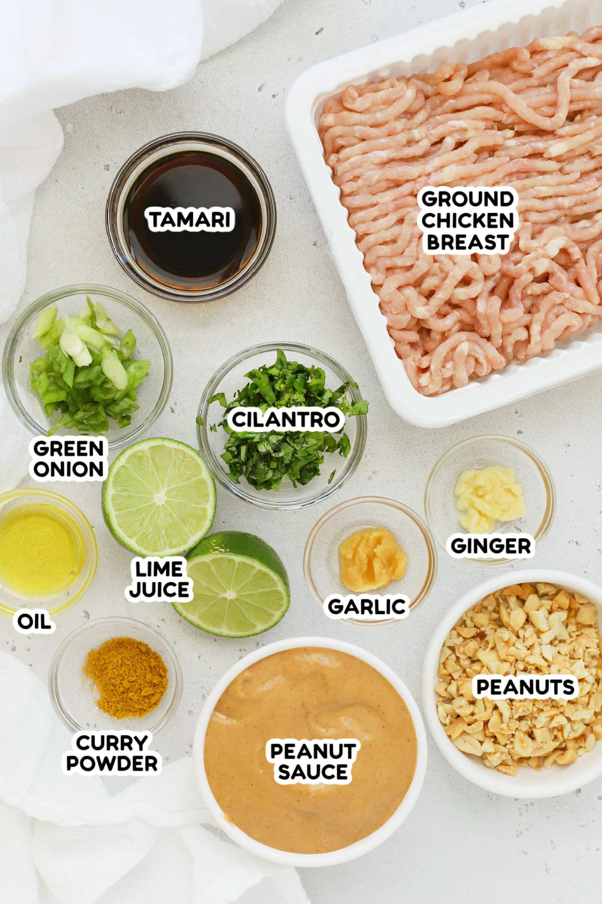 Ingredients for peanut chicken bowls