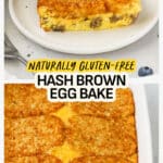Hash brown patty egg casserole cut into slices