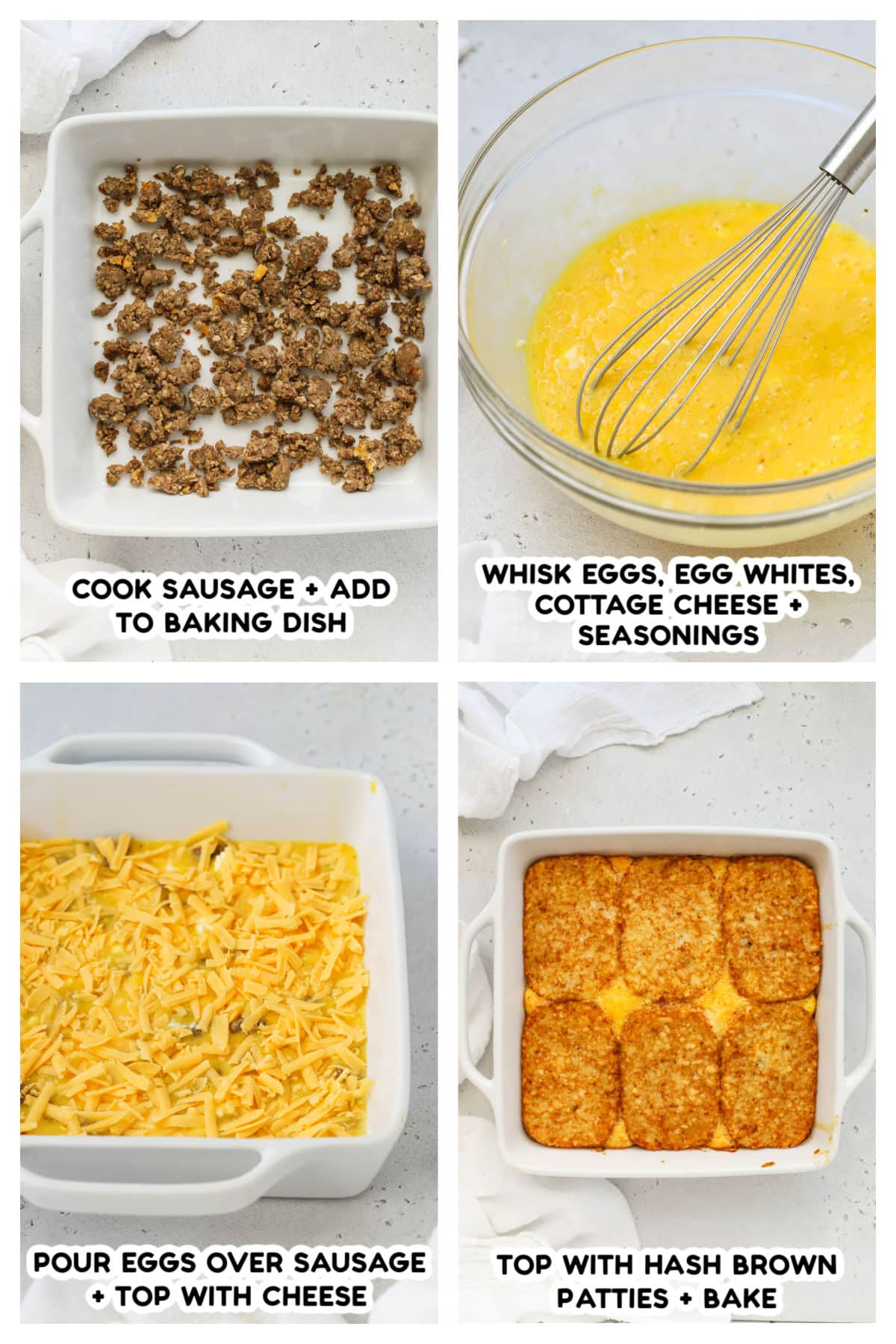 Making hash brown egg casserole step by step