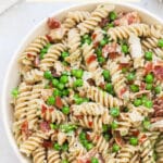 Gluten-Free Peas and Bacon Pasta with creamy Parmesan Sauce