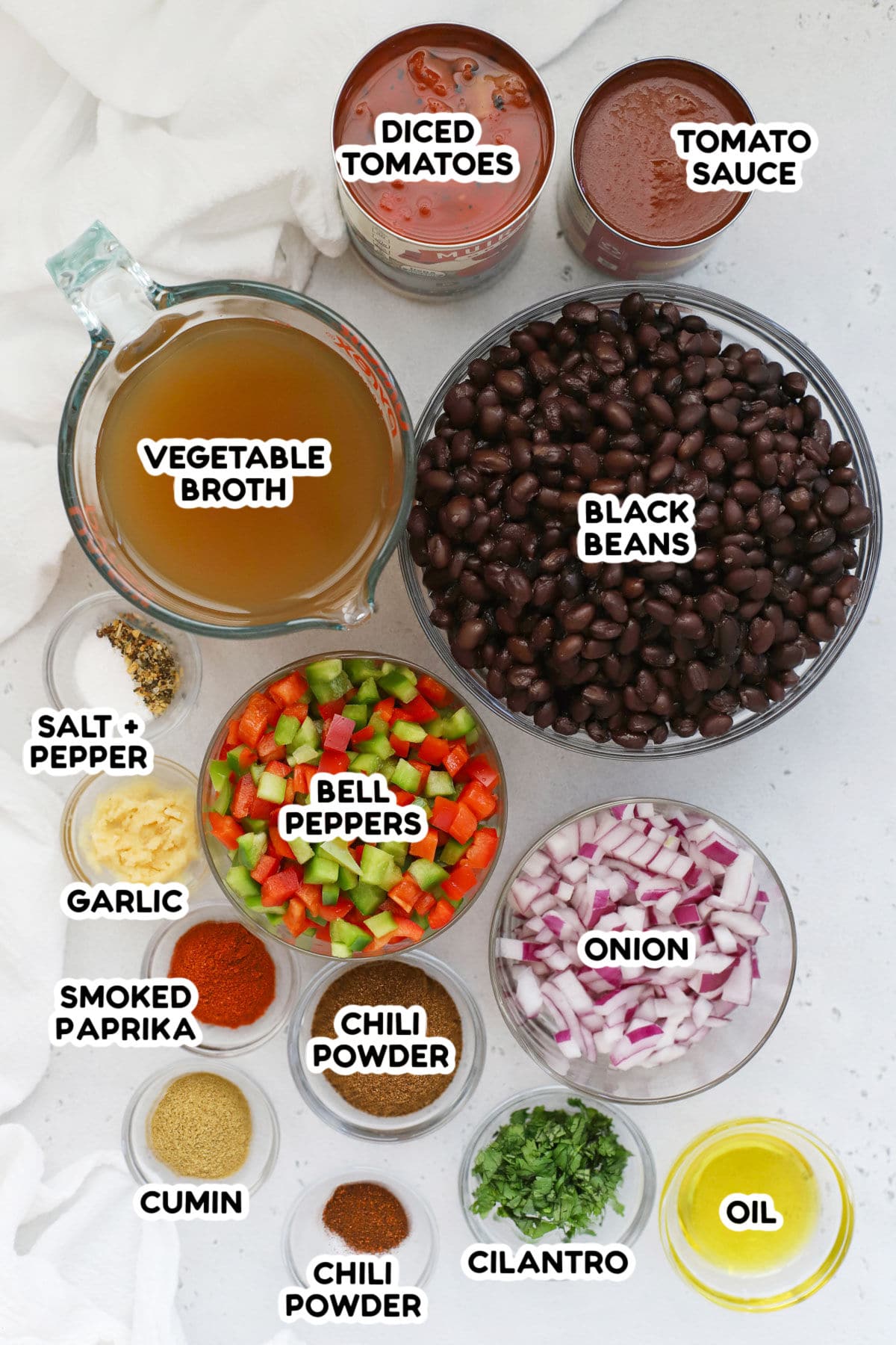 Ingredients for black bean chili