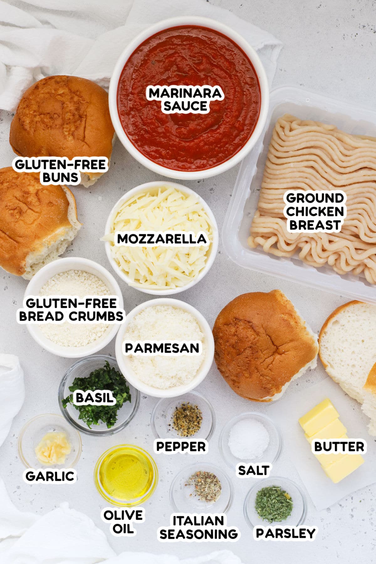 Ingredients for chicken parmesan burgers