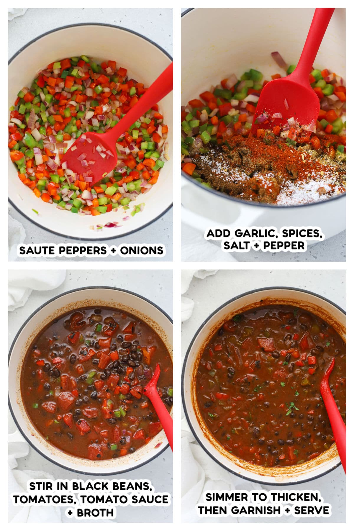 Making chipotle black bean chili, step by step
