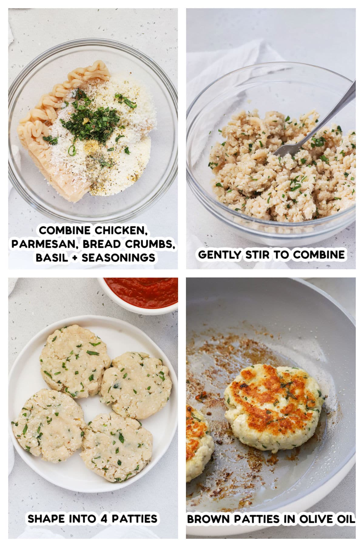 Making chicken parmesan burger patties, step by step