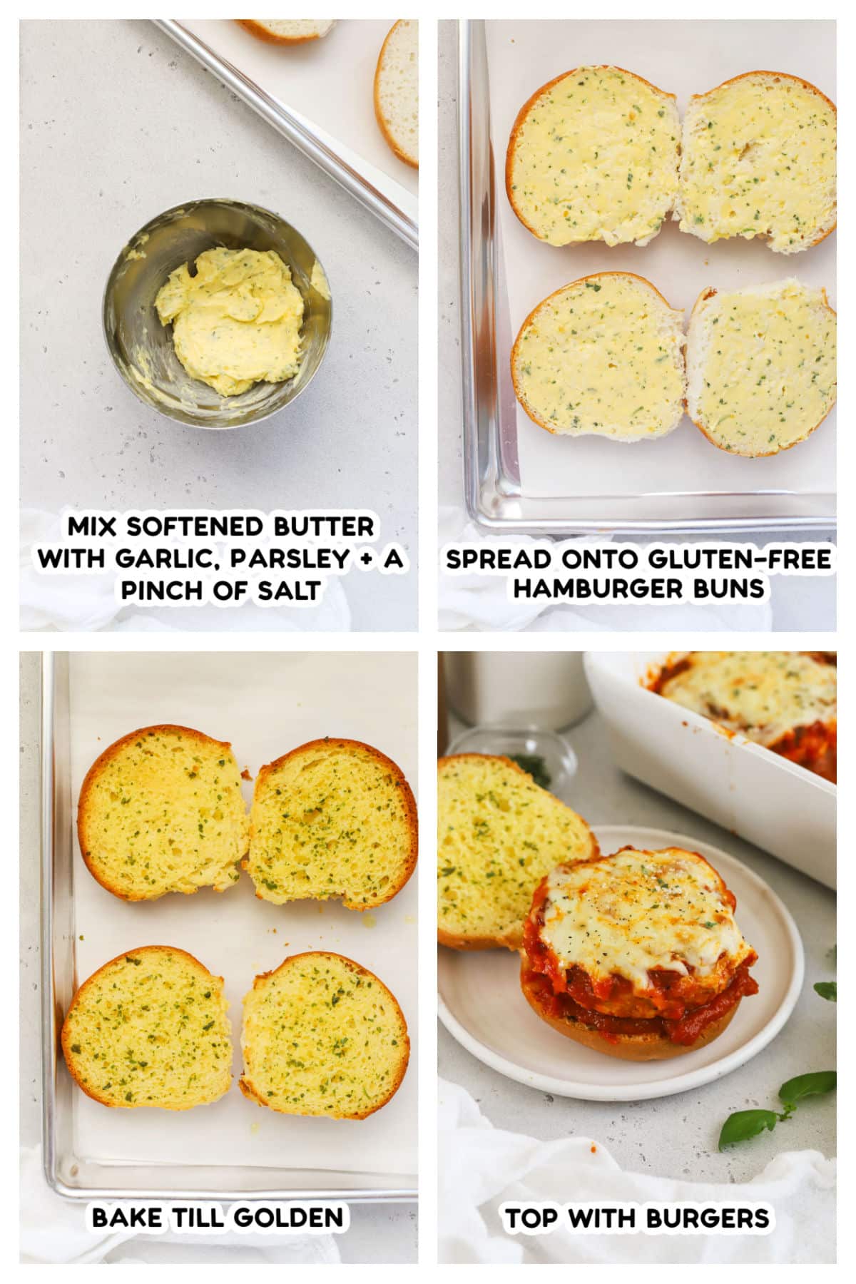 Making gluten-free garlic bread buns for chicken parmesan burgers, step by step